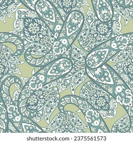 Vector seamless paisley pattern. Vintage flowers background. Decorative ornament backdrop for fabric, textile, wrapping paper, card, invitation, wallpaper, web design