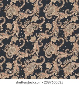 Vector seamless paisley pattern. Vintage flowers background. Decorative ornament backdrop for fabric, textile, wrapping paper, card, invitation, wallpaper, web design