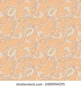 Vector seamless paisley pattern. Vintage flowers background. Decorative ornament backdrop for fabric, textile, wrapping paper, card, invitation, wallpaper, web design