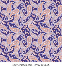 Vector seamless paisley pattern. Vintage flowers background. Decorative ornament backdrop for fabric, textile, wrapping paper, card, invitation, wallpaper, web design