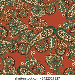 Vektornahtloses Paisley-Muster. Vintage-Blumen-Hintergrund. Dekorative Ornamenade für Gewebe, Textilien, Umschlagpapier, Karte, Einladung, Tapete, Webdesign