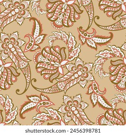 Vector seamless paisley pattern. Vintage flowers background. Decorative ornament backdrop for fabric, textile, wrapping paper, card, invitation, wallpaper, web design

