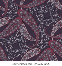 Vector seamless paisley pattern. Vintage flowers background. Decorative ornament backdrop for fabric, textile, wrapping paper, card, invitation, wallpaper, web design