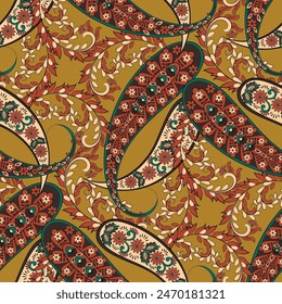 Vector seamless paisley pattern. Vintage flowers background. Decorative ornament backdrop for fabric, textile, wrapping paper, card, invitation, wallpaper, web design