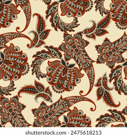 Vector seamless paisley pattern. Vintage flowers background. Decorative ornament backdrop for fabric, textile, wrapping paper, card, invitation, wallpaper, web design

