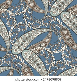 Vector seamless paisley pattern. Vintage flowers background. Decorative ornament backdrop for fabric, textile, wrapping paper, card, invitation, wallpaper, web design