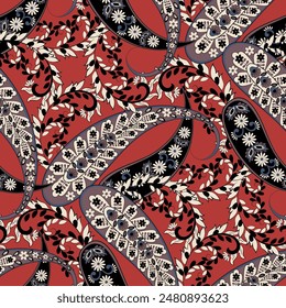 Vector seamless paisley pattern. Vintage flowers background. Decorative ornament backdrop for fabric, textile, wrapping paper, card, invitation, wallpaper, web design