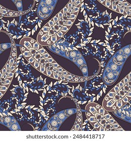 Vector seamless paisley pattern. Vintage flowers background. Decorative ornament backdrop for fabric, textile, wrapping paper, card, invitation, wallpaper, web design