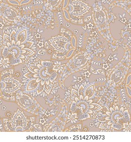 Vector seamless paisley pattern. Vintage flowers background. Decorative ornament backdrop for fabric, textile, wrapping paper, card, invitation, wallpaper, web design