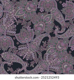 Vetor padrão de paisley sem emenda. Fundo de flores vintage. Fundo de ornamento decorativo para tecido, têxtil, papel de embrulho, cartão, convite, papel de parede, web design