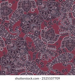 Vector seamless paisley pattern. Vintage flowers background. Decorative ornament backdrop for fabric, textile, wrapping paper, card, invitation, wallpaper, web design