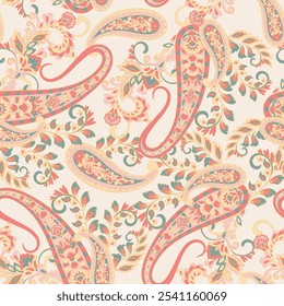 Vector seamless paisley pattern. Vintage flowers background. Decorative ornament backdrop for fabric, textile, wrapping paper, card, invitation, wallpaper, web design