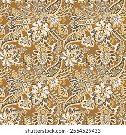 Vector seamless paisley pattern. Vintage flowers background. Decorative ornament backdrop for fabric, textile, wrapping paper, card, invitation, wallpaper, web design