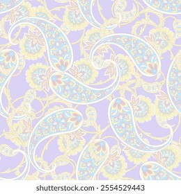 Vector seamless paisley pattern. Vintage flowers background. Decorative ornament backdrop for fabric, textile, wrapping paper, card, invitation, wallpaper, web design