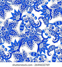 Image vectorielle motif cachemire harmonieux. arrière-plan fleurs Vintage. Arrière-plan décoratif pour tissu, textile, papier d'emballage, carte, invitation, fond d'écran, web design