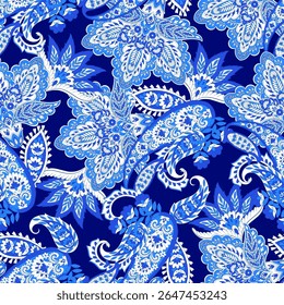 Vector seamless paisley pattern. Vintage flowers background. Decorative ornament backdrop for fabric, textile, wrapping paper, card, invitation, wallpaper, web design