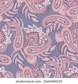 Vector seamless paisley pattern. Vintage flowers background. Decorative ornament backdrop for fabric, textile, wrapping paper, card, invitation, wallpaper, web design