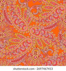 Vetor padrão de paisley sem emenda. Fundo de flores vintage. Fundo de ornamento decorativo para tecido, têxtil, papel de embrulho, cartão, convite, papel de parede, web design