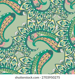 Patrón de paisley sin costuras de Vector. Fondo de flores de Antiguas. Fondo decorativo del ornamento para la tela, materia textil, papel de embalaje, tarjeta, invitación, Fondo de pantalla, Diseño web