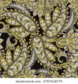 Vector seamless paisley pattern. Vintage flowers background. Decorative ornament backdrop for fabric, textile, wrapping paper, card, invitation, wallpaper, web design