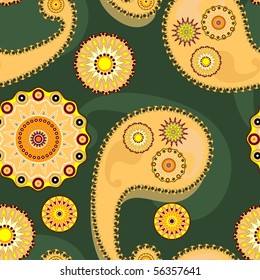 vector seamless paisley tracery in ethnic style