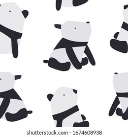 Vector Seamless Panda Pattern on the White Background