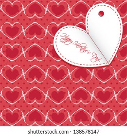 Vector seamless paper pattern with heart sticker