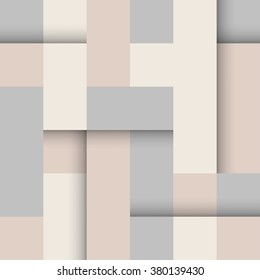 Vector seamless papercut geometric pattern with square elements and shadows