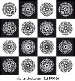 Vector seamless patchwork background from Moroccan tiles, ornaments. Geometric patterns.
