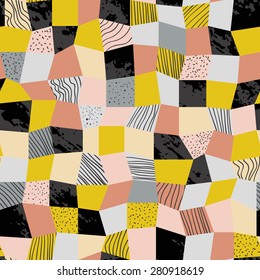 Vector seamless patchwork pattern. Good for fashion fabric print, surface texture, pattern fills, web page background.