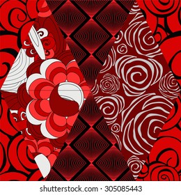 vector seamless patchwork pattern. oriental or russian design