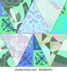 vector seamless patchwork pattern. oriental or russian design