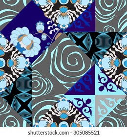 vector seamless patchwork pattern. oriental or russian design