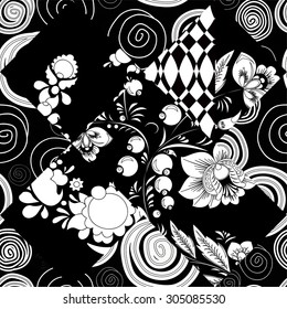 vector seamless patchwork pattern. oriental or russian design