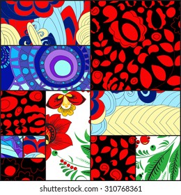 vector seamless patchwork pattern. oriental or russian design