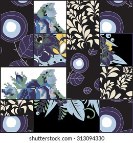 vector seamless patchwork pattern. oriental or russian design