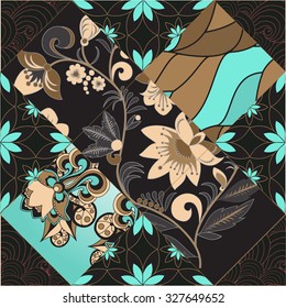 vector seamless patchwork pattern. oriental or russian design