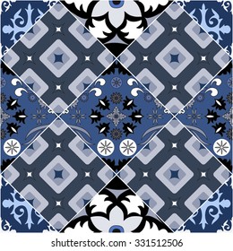 vector seamless patchwork pattern. oriental or russian design