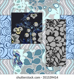 vector seamless patchwork pattern. oriental or russian design