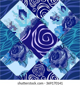 vector seamless patchwork pattern. oriental or russian design