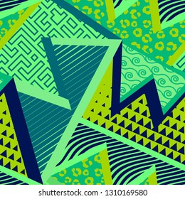 Vector seamless patchwork style abstract geometric pattern