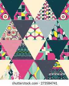  vector seamless patchwork style abstract geometric pattern