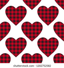 Vector seamless patern Cell Heart backgrounds red and black color. Abstract checkered backdrop fashion cloth cage isolated on white