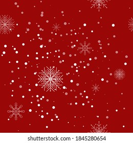 Vector seamless patern. Christmas and New Year background. Snowflakes and falling snow flakes.