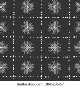 Vector seamless patern. Christmas and New Year background. Snowflakes and falling snow flakes.