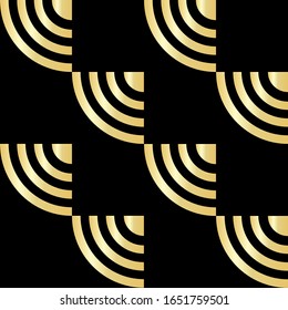Vector seamless patern : golden shining quadrants on black background. Ar deco , vintage style. Minimalism. Gold ornament. Textile, fabric, wallpaper, wrapping paper.