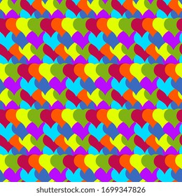 

Vector sin fisuras con corazones multicolores mezclados, artísticos, texturados. Ilustración moderna y de diseño.