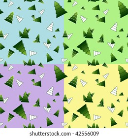 vector seamless patern set of christmas trees