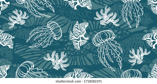 Vector seamless patten tropical ocean