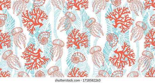 Vector seamless patten tropical ocean